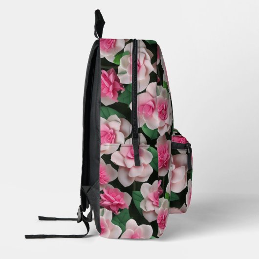 roze bloemenboho groen patroon bedrukte rugzak (Links)