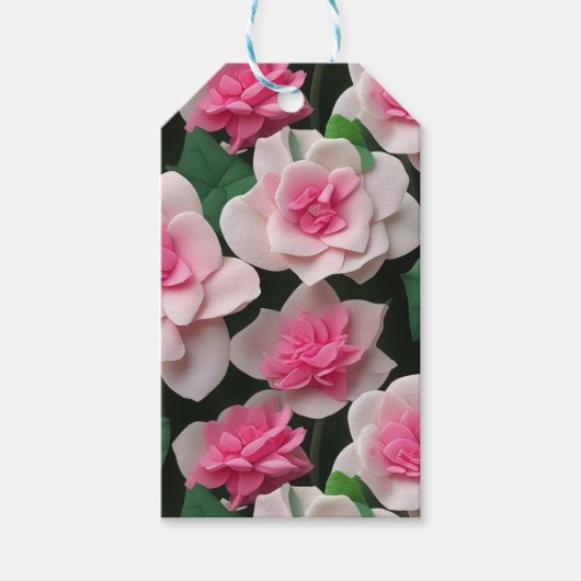 roze bloemenboho groen patroon cadeaulabel (Voorkant)