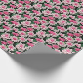 roze bloemenboho groen patroon cadeaupapier (Hoek)