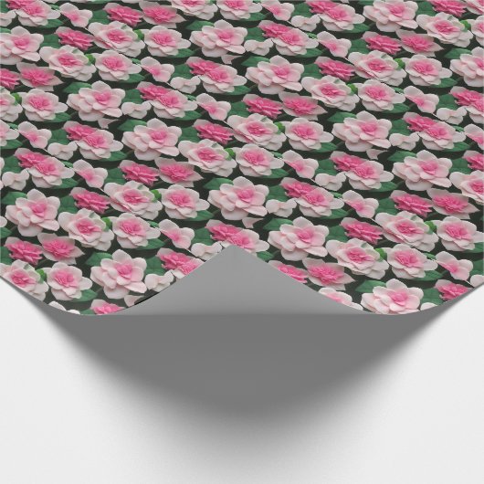 roze bloemenboho groen patroon cadeaupapier (Hoek)