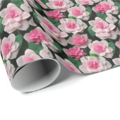 roze bloemenboho groen patroon cadeaupapier (Rol Hoek)