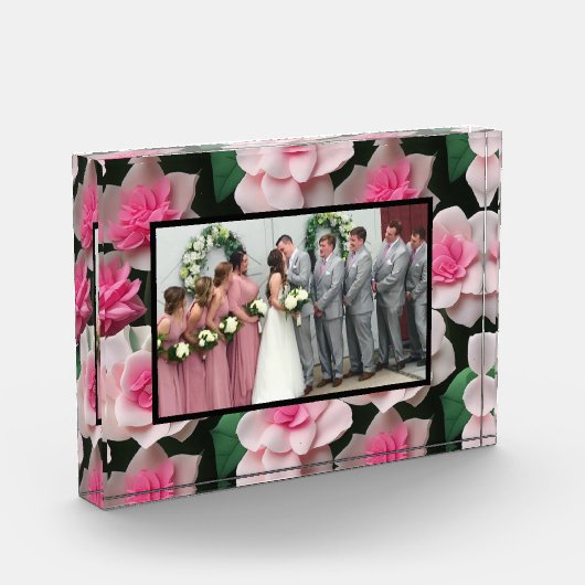  roze bloemenboho groen patroon fotoblokken (Links)