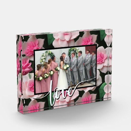  roze bloemenboho groen patroon fotoblokken (Links)