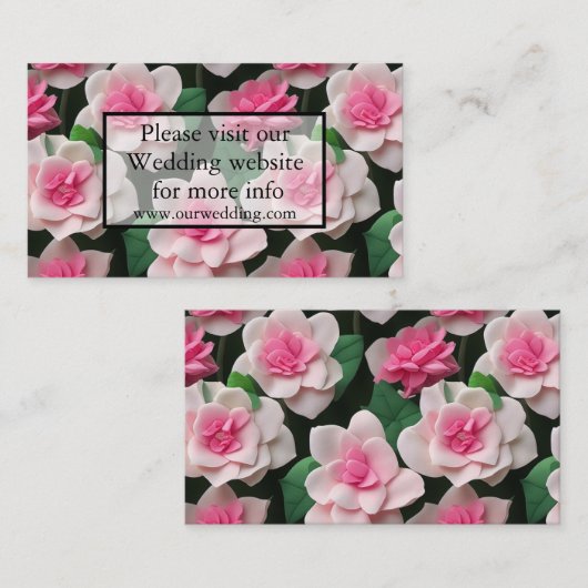  roze bloemenboho groen patroon informatiekaartje (Voorkant / Achterkant)