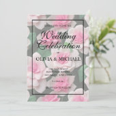 roze bloemenboho groen patroon kaart (Staand voorkant)