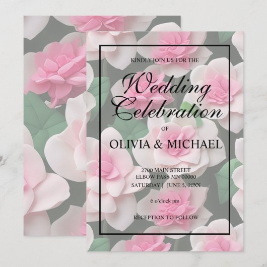  roze bloemenboho groen patroon kaart (Voorkant / Achterkant)