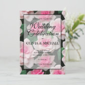 roze bloemenboho groen patroon kaart (Staand voorkant)