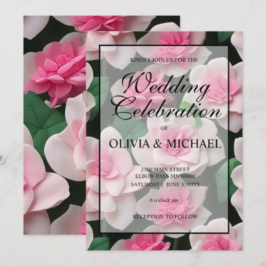 roze bloemenboho groen patroon kaart (Voorkant / Achterkant)