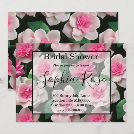 roze bloemenboho groen patroon kaart (Voorkant / Achterkant)