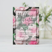  roze bloemenboho groen patroon kaart (Staand voorkant)