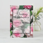  roze bloemenboho groen patroon kaart (Staand voorkant)