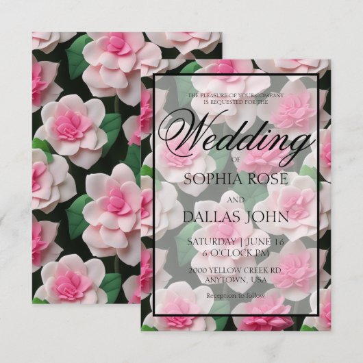 roze bloemenboho groen patroon kaart (Voorkant / Achterkant)