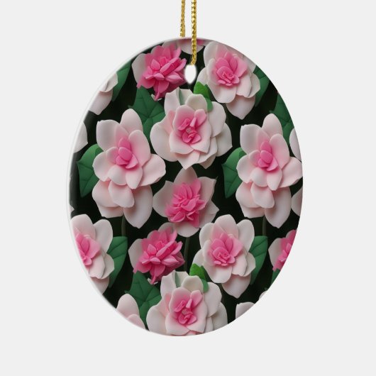  roze bloemenboho groen patroon keramisch ornament (Rechts)