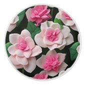 roze bloemenboho groen patroon keramische knop (Voorkant)