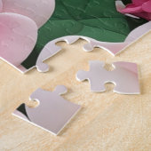  roze bloemenboho groen patroon legpuzzel (Zijkant)