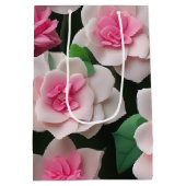  roze bloemenboho groen patroon medium cadeauzakje (Achterkant)
