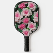  roze bloemenboho groen patroon pickleball paddle (Voorkant)