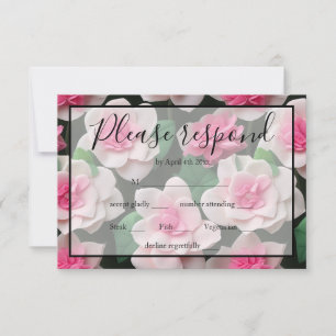 roze bloemenboho groen patroon RSVP kaartje