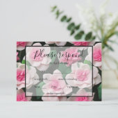 roze bloemenboho groen patroon RSVP kaartje (Staand voorkant)