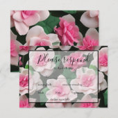 roze bloemenboho groen patroon RSVP kaartje (Voorkant / Achterkant)