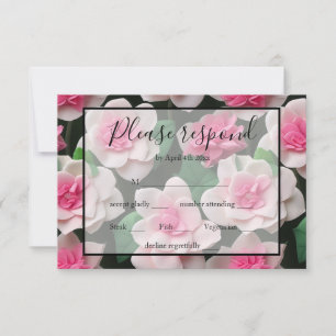 roze bloemenboho groen patroon RSVP kaartje