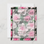 roze bloemenboho groen patroon save the date (Voorkant)