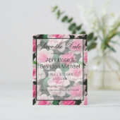 roze bloemenboho groen patroon save the date (Staand voorkant)