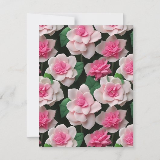 roze bloemenboho groen patroon save the date (Achterkant)