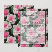 roze bloemenboho groen patroon save the date (Voorkant / Achterkant)