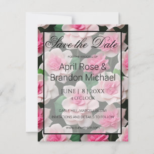 roze bloemenboho groen patroon save the date