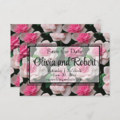 roze bloemenboho groen patroon save the date (Voorkant / Achterkant)