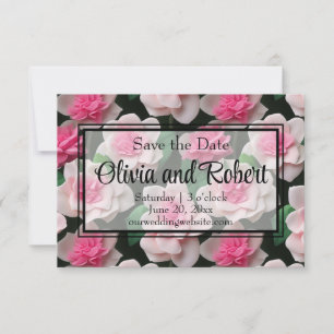 roze bloemenboho groen patroon save the date