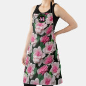  roze bloemenboho groen patroon schort (Insitu)