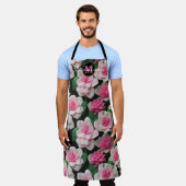  roze bloemenboho groen patroon schort (Gedragen)