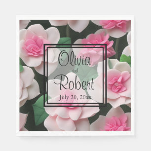 roze bloemenboho groen patroon servet