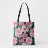 roze bloemenboho groen patroon tote bag (Voorkant)