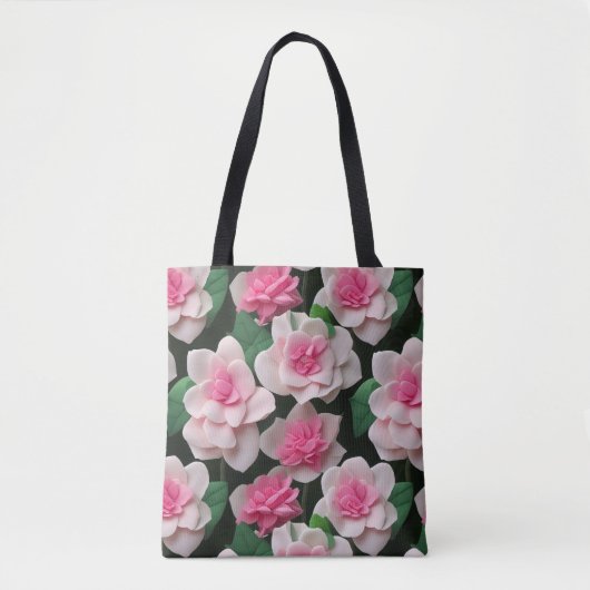  roze bloemenboho groen patroon tote bag (Voorkant)