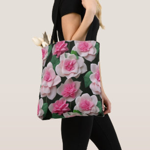  roze bloemenboho groen patroon tote bag