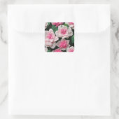  roze bloemenboho groen patroon vierkante sticker (Tas)