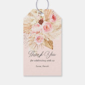 Roze bloemenboho pampas gras baby meisje douche cadeaulabel (Achterkant)