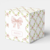 Roze bloemenboog lint baby meisje cadeau gunst doz bedankdoosjes (Achterkant)