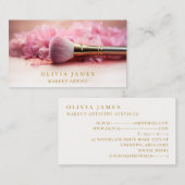 Roze Bloemenborstel Make-up Artiest Schoonheidssal Visitekaartje (Voorkant / Achterkant)