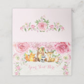 Roze Bloemenbos Waterverf Bos Dieren Plaatskaartje (Buitenkant ongevouwen)