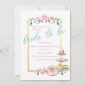 Roze Bloemenbruid om Vrijgezellenfeest Tea Party t Kaart (Voorkant)