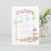 Roze Bloemenbruid om Vrijgezellenfeest Tea Party t Kaart (Staand voorkant)