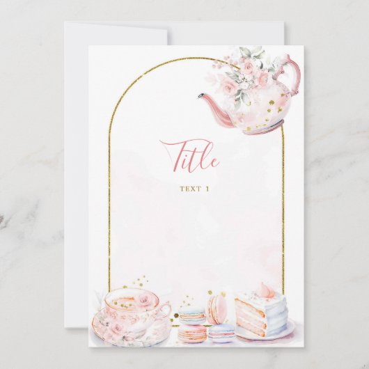 Roze Bloemenbruid om Vrijgezellenfeest Tea Party t Kaart (Voorkant)