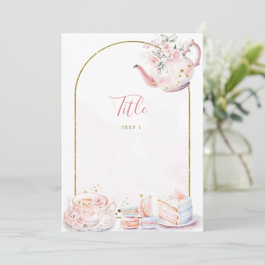 Roze Bloemenbruid om Vrijgezellenfeest Tea Party t Kaart (Staand voorkant)