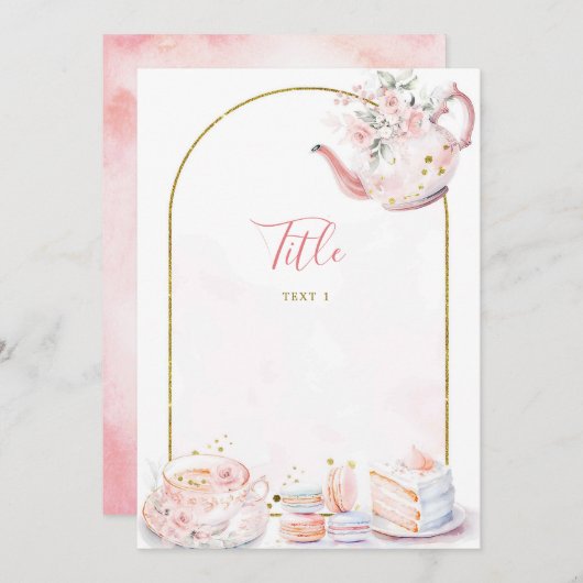 Roze Bloemenbruid om Vrijgezellenfeest Tea Party t Kaart (Voorkant / Achterkant)