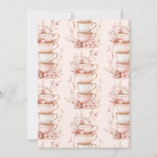 Roze Bloemenbruid om Vrijgezellenfeest Tea Party t Kaart (Achterkant)