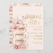 Roze Bloemenbruid om Vrijgezellenfeest Tea Party t Kaart (Voorkant / Achterkant)